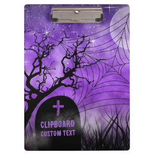 Pranchetas Starry Purple Ghoulish Gótico Web Full Moon