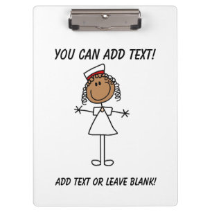 Pranchetas Stick Figure African American Nurse Clipboard