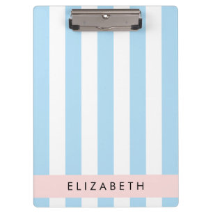 Pranchetas Stripes Azuis, Padrão Striped, Linhas, Seu Nome
