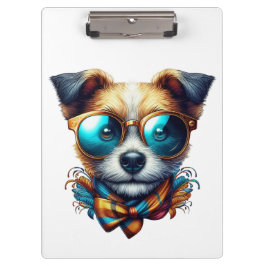 Pranchetas Stylish Dog With Glasses Colorful Modern Pet Art