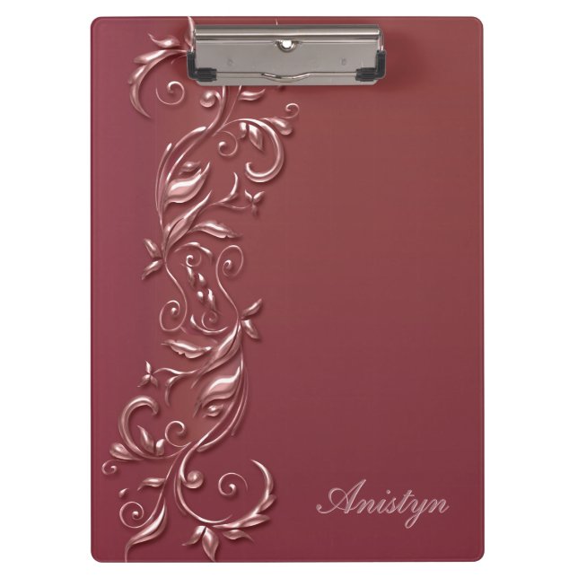 Pranchetas Stylish Rose Gold Ornate Design (Frente)
