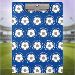 Pranchetas Sua equipe de futebol em azul. Treinador de futebo