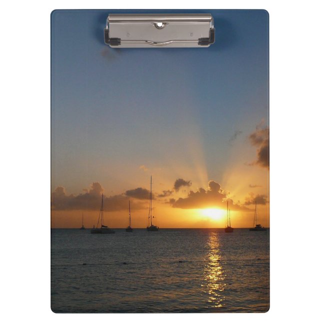Pranchetas Sunset com Imagem de Paisagem Tropical de Barcos d (Frente)