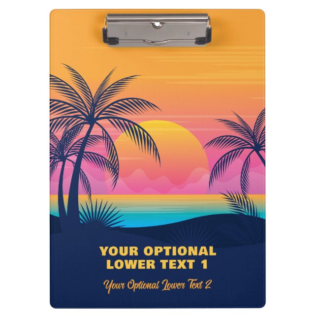 Pranchetas Sunset da Ilha Tropical de Texto Personalizado (Frente)