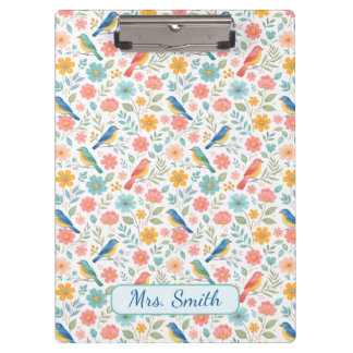 Pranchetas Sweet Little Birds and Pastel Spring Flowers