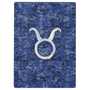 Pranchetas Taurus Zodiac - Sinal na Camuflagem Digital Azul d