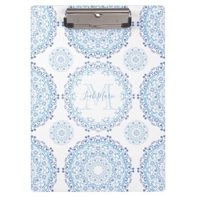 Pranchetas Tchic Tchic Moderno Azul Mandala Monograma (Frente)