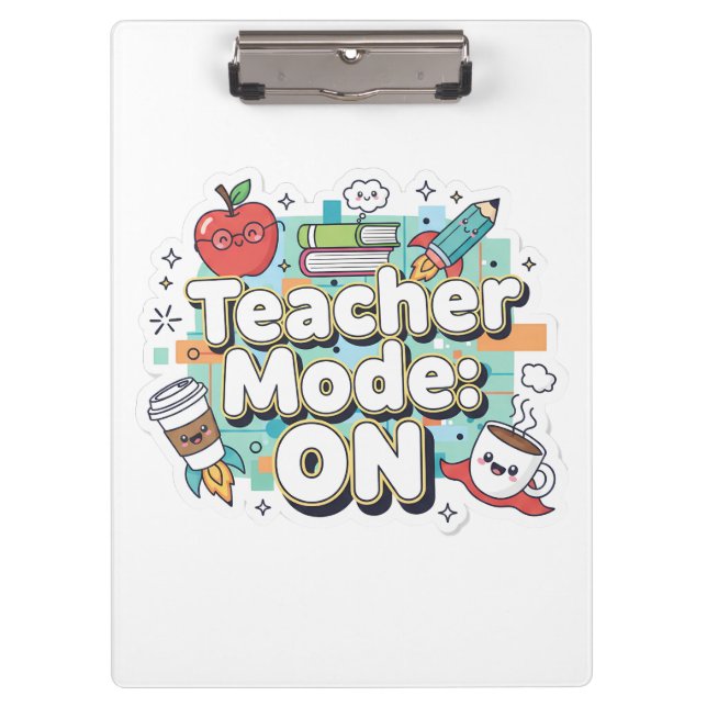 Pranchetas Teacher Mode: ON – Cute Funny Teacher Back to Scho (Frente)
