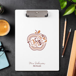 Pranchetas Teacher Vibes Boho Apple Appreciation Gift