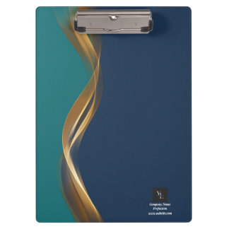Pranchetas Teal azul de onda Dourada elegante com logotipo