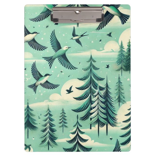 Pranchetas Teal Green Forest e Birds (Frente)