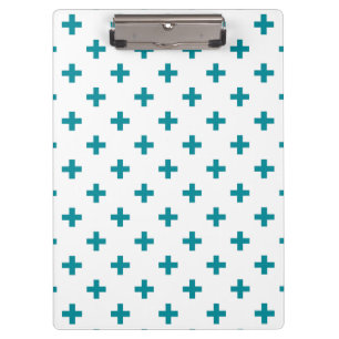 Pranchetas Teal polka cruza em branco