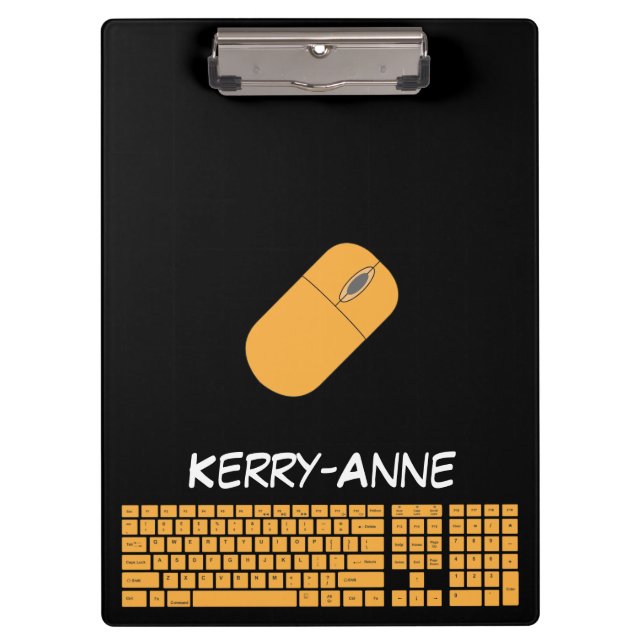 Pranchetas Teclado, mouse e lápis laranja (Frente)