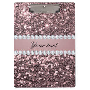 Pranchetas Tendência Rosa Dourada Faux Glitter e Diamantes