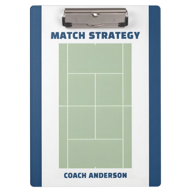 Pranchetas Tennis Coach Name Tactical Court Match Strategy (Frente)