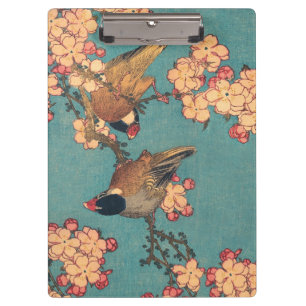 Pranchetas Tentilhão-de-bico-grosso de Hokusai e Flor de Cere
