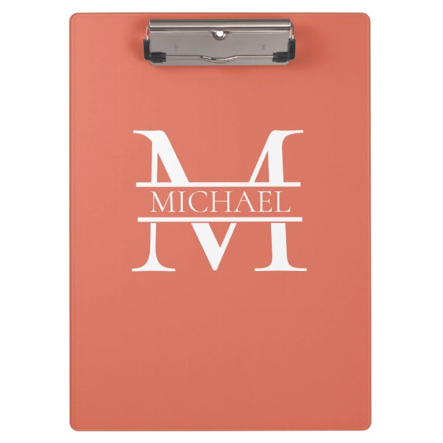 Pranchetas Terracotta Monograma e Nome Elegante Personalizado (Frente)