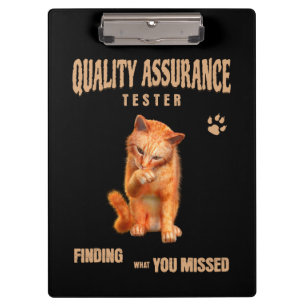 Pranchetas Testador de QA Humor de Gato