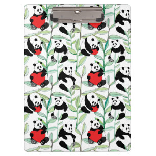 Pranchetas teste padrão com as pandas bonitas com corações