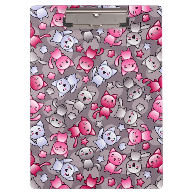 Pranchetas teste padrão com os gatos bonitos do doodle do (Frente)