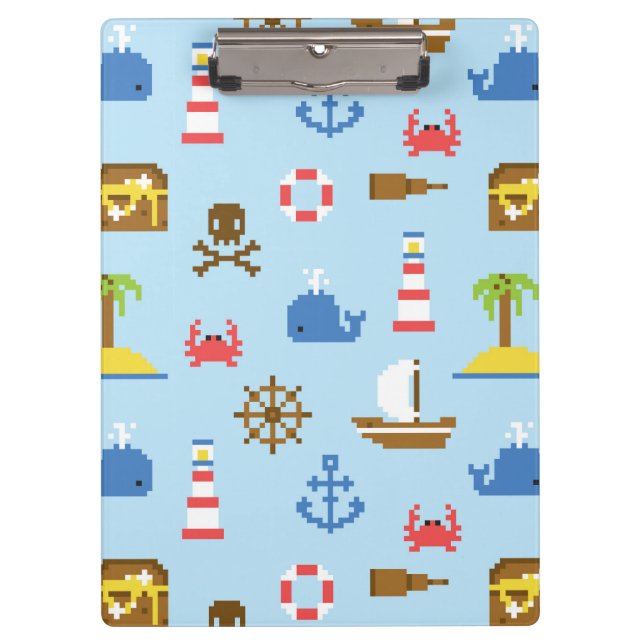 Pranchetas Teste padrão da arte do mar do pixel (Frente)