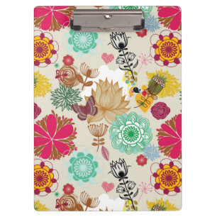 Pranchetas Teste padrão floral no estilo retro