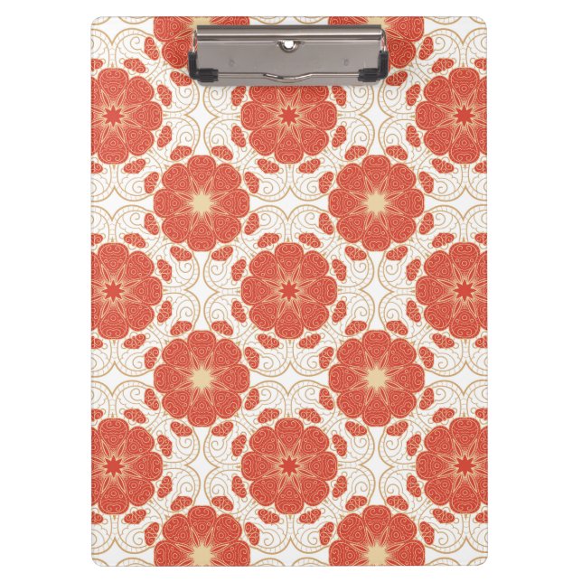 Pranchetas Teste padrão floral vermelho e Dourado do laço (Frente)