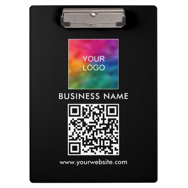 Pranchetas Texto corporativo de código QR personalizado Logot (Frente)