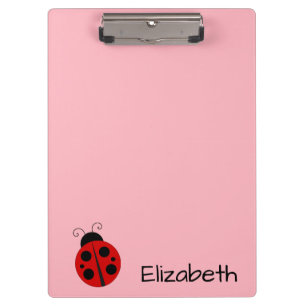 Pranchetas Texto de Nome Cor-de-rosa e preto com Ladybug