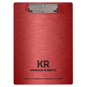 Pranchetas Texto Metálico Vermelho Texto Preto Personalizado