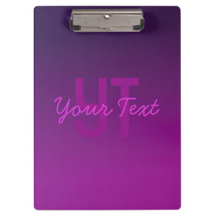 Pranchetas Texto Monograma Editável Moderno e Ombre Roxo