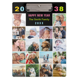 Pranchetas Texto Personalizado de Colagem de Fotos da Família