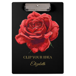 Pranchetas Texto personalizado de Rosa de preto e branco de l