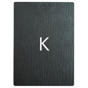 Pranchetas Textura Em Couro Preto, Faux, Monogramada