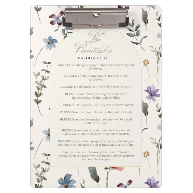 Pranchetas The Beatitudes Matthew 5:3–12 Floral Scripture (Frente)