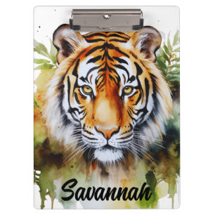 Pranchetas Tiger Pastel Flowers Safari Watercolor Savannah
