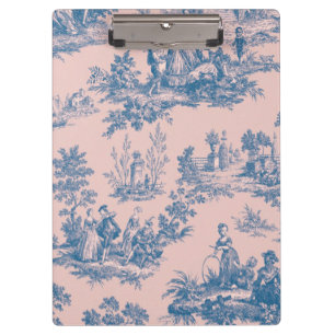 Pranchetas Torre francesa de jouy azul e rosa elegante