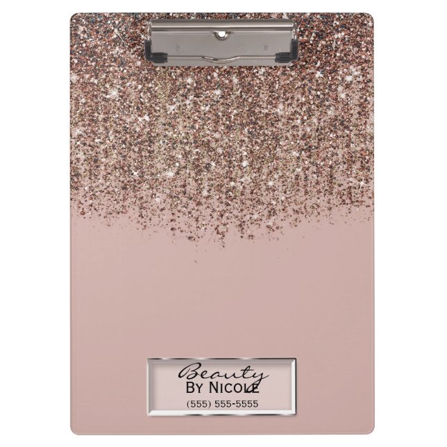 Pranchetas Toupe Bege Rosa Bronze Dourado Cascata de Glitter (Frente)