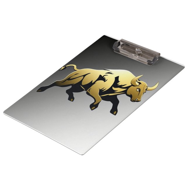 Pranchetas Touro Dourado – Emblema de Força e Prosperidade (Inclinado)