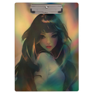 Pranchetas Trabalho de arte da Anime Girl cercada por Rainbow