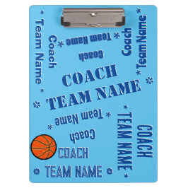 Pranchetas Treinador de basquete Personaliza Azul em Azul