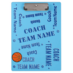 Pranchetas Treinador de basquete Personaliza Azul em Azul