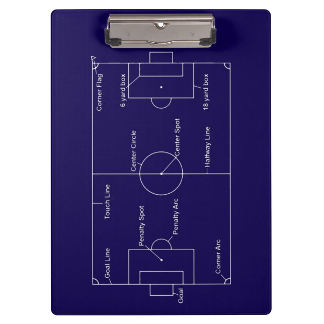 Pranchetas Treinador de Equipe Azul e Futebol Branco Personal (Frente)
