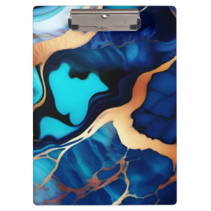Pranchetas Trendy Blue Dourado mármore azul amarelo