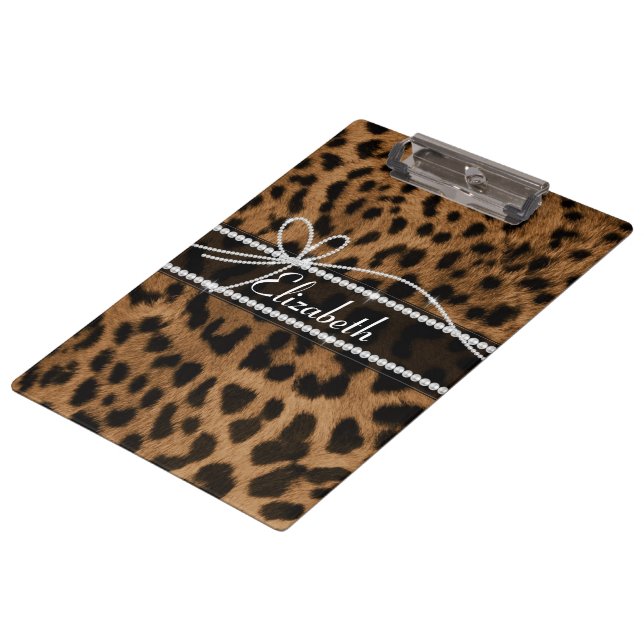 Pranchetas Trendy Chic Girly Faux Brown Lepard negro (Inclinado)
