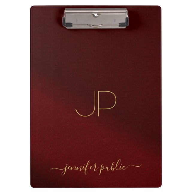Pranchetas Trendy Script Name Monogram Elegant Gold Text (Frente)