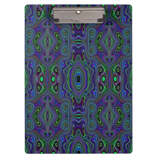 Pranchetas Trippy Retro Azul Real e Verde Lima Abstrato (Frente)