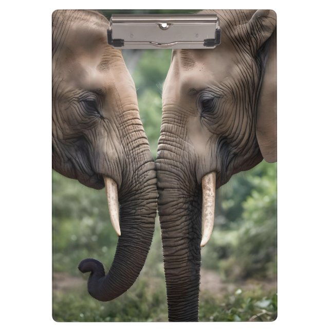Pranchetas "Tromba a Tromba: Um Gentil Abraço de Elefante"  (Frente)