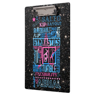Pranchetas Tudo Sobre Tipografia de Ginástica em Rosa e Azul