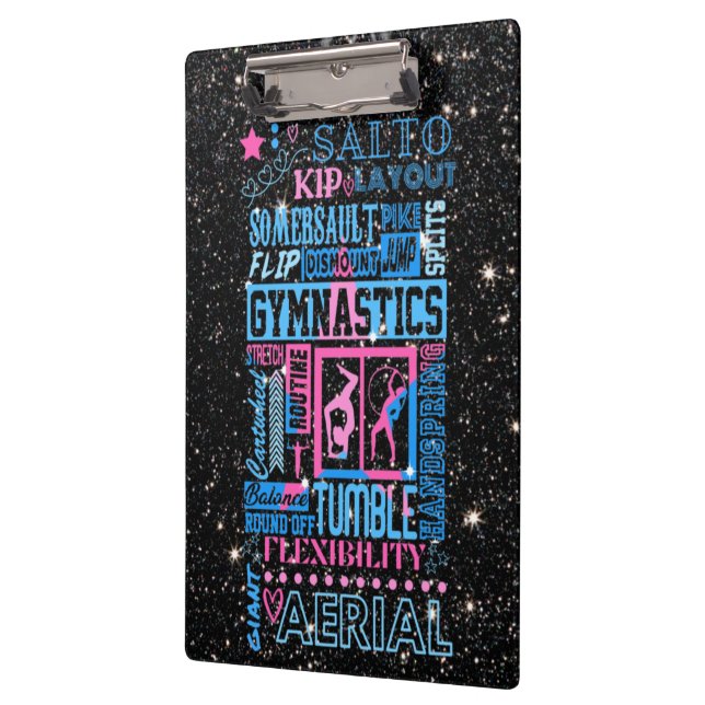 Pranchetas Tudo Sobre Tipografia de Ginástica em Rosa e Azul  (Esquerda)